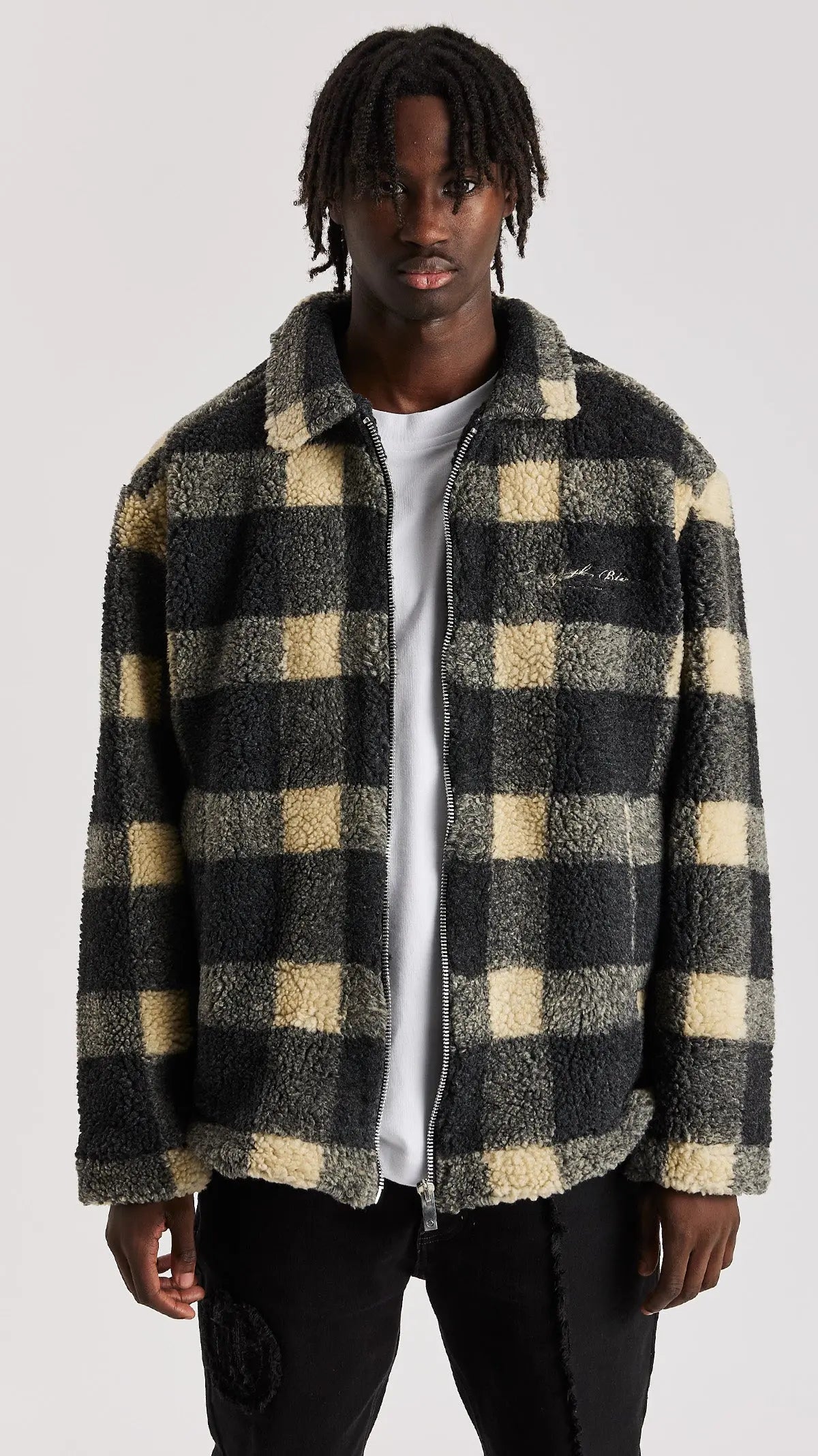 Beige check jacket best sale