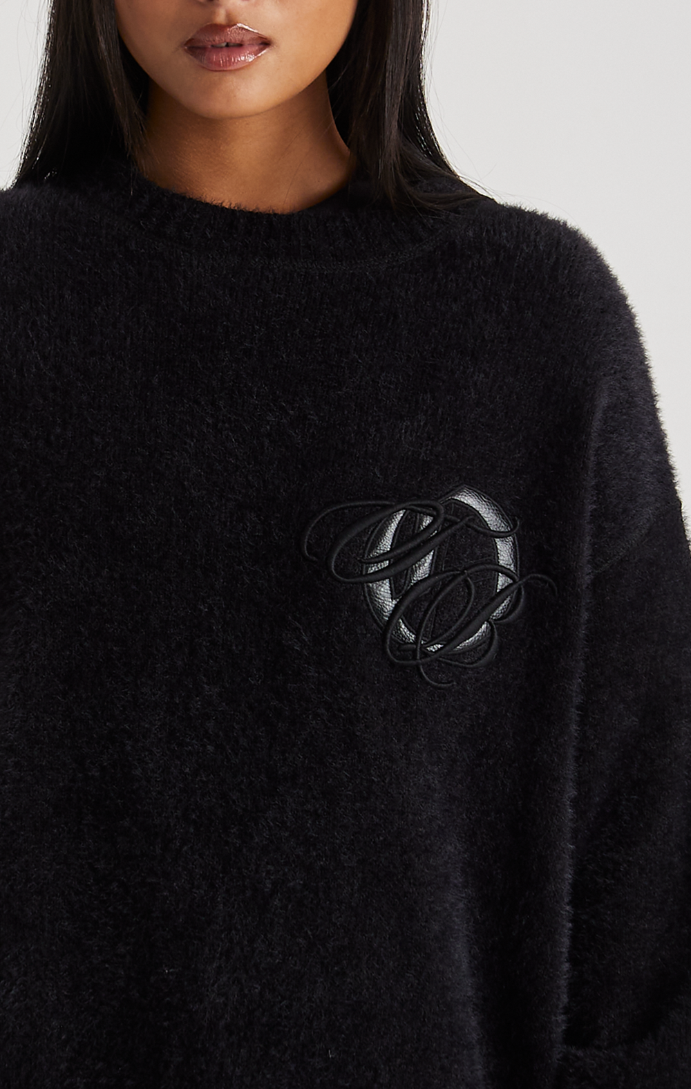 LEATHER APPLIQUE KNIT SWEATSHIRT - ONLY THE BLIND™