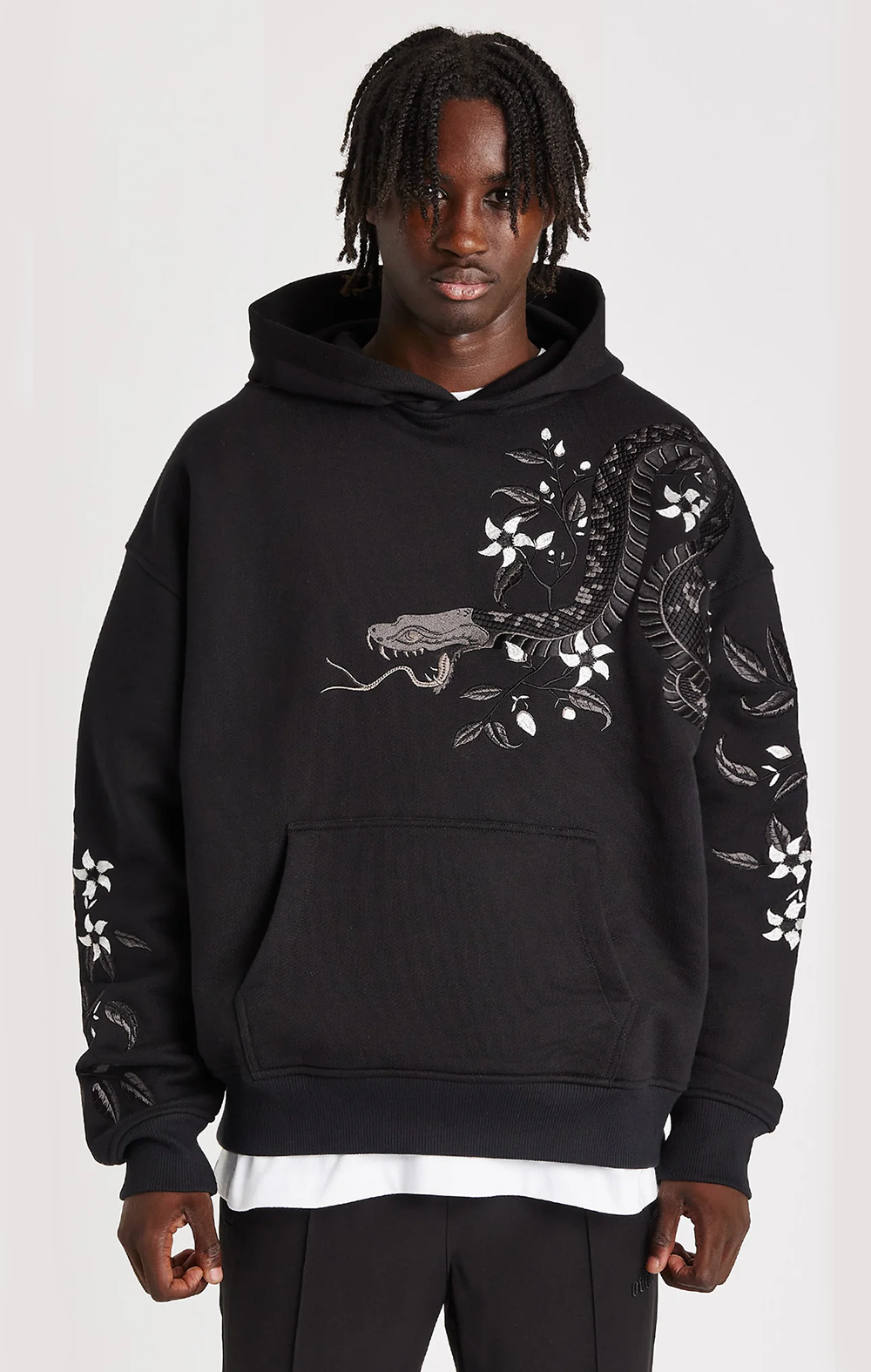 Night Python Embroidered Hoodie