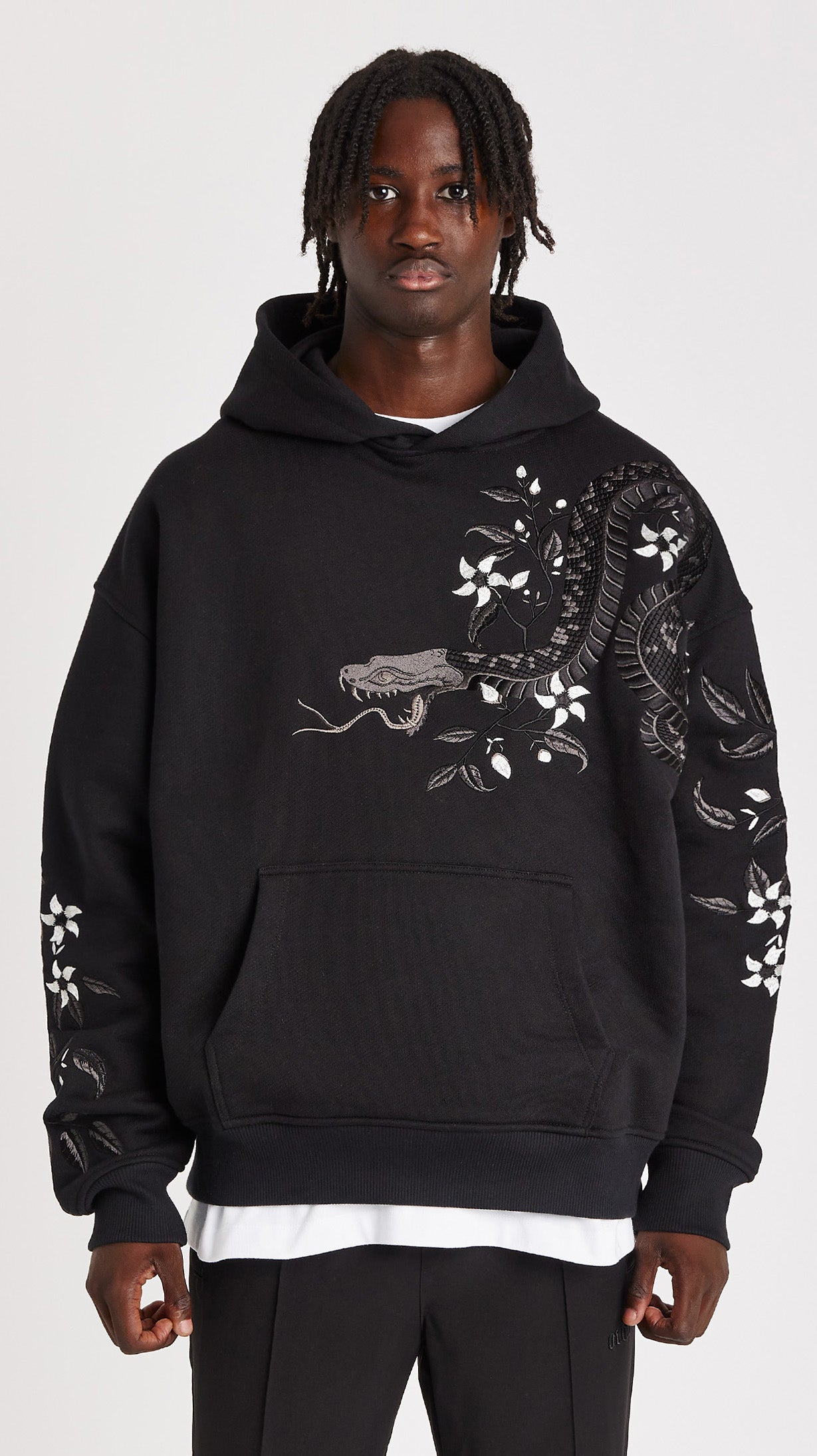 Night Python Embroidered Hoodie