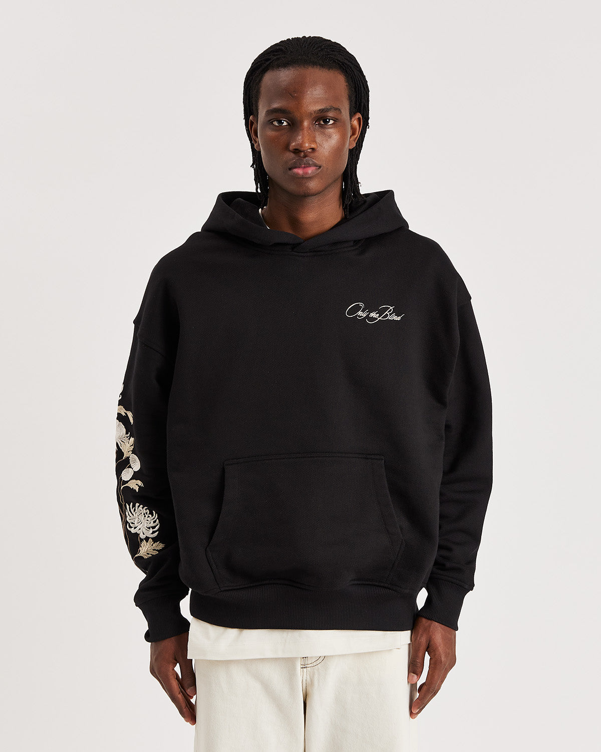 Embroidered floral hoodie sale